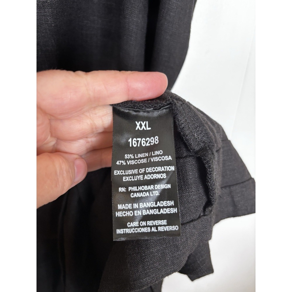 Original Nicole Miller Women XXL Black Linen Blend Short Sleeve Mini Shift Dress - Picture 5 of 12